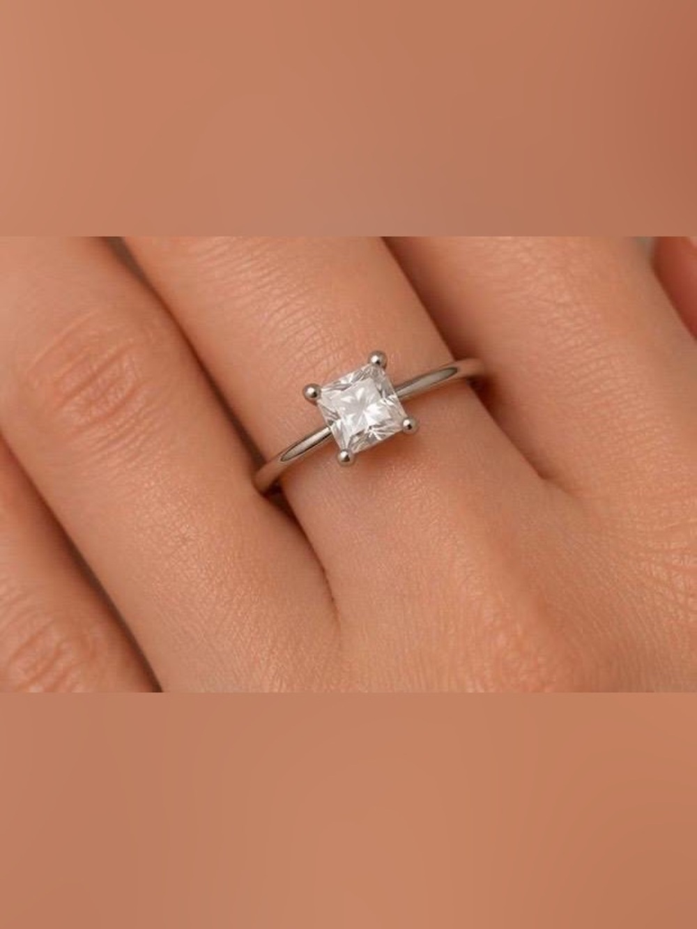 Sterling Silver 1-5 carat Princes Cut Cubic Zirconia Ring
